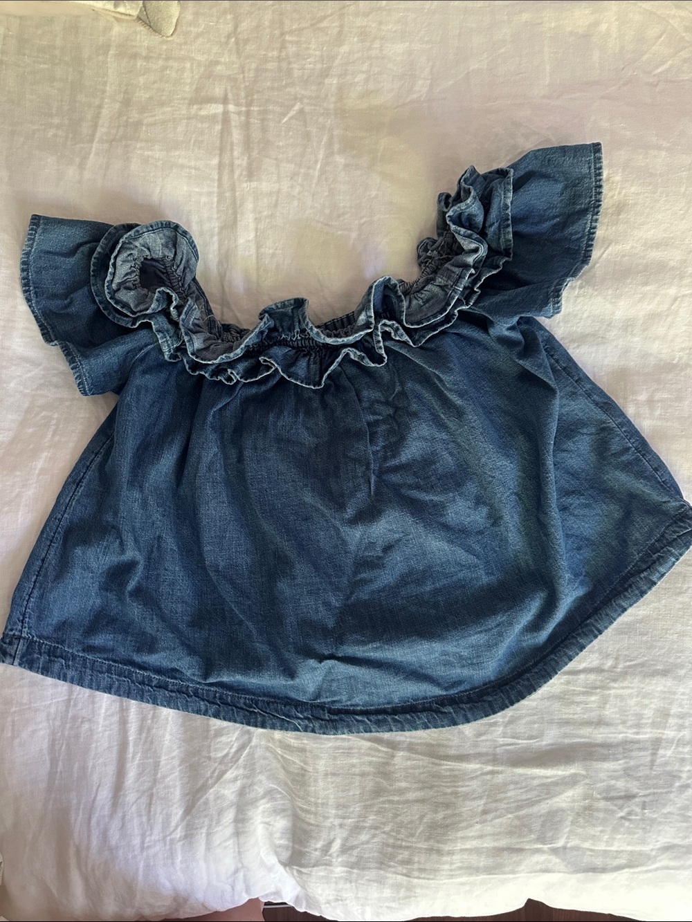 Free People Women's Maxine Cotton Chambray Off-The-Shoulder Top Size Small